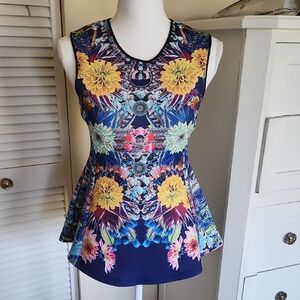 Clover Canyon Peplum Floral Patterned Sleeveless Top small